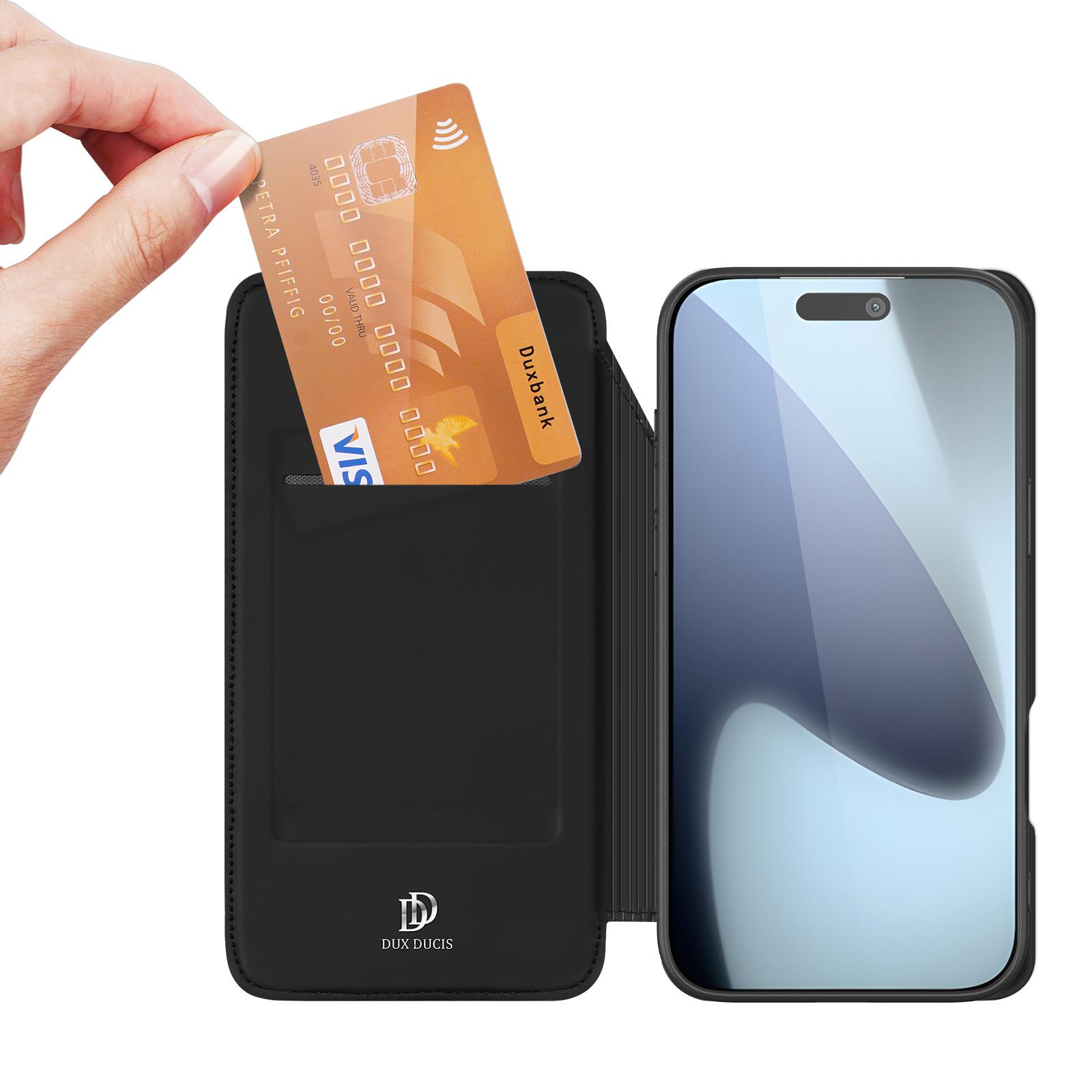 

For iPhone 17 Pro Case DUX DUCIS Skin Pro Series Leather Cover Card Holder Black