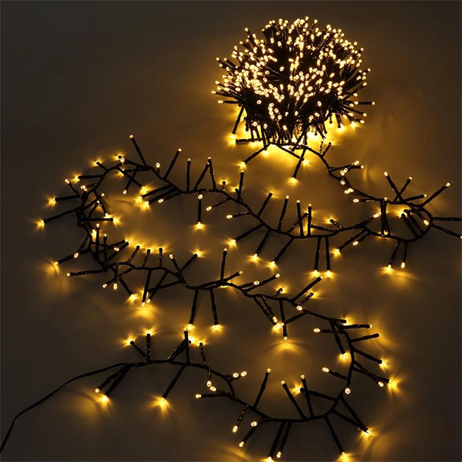 25M 2000 LED Christmas Cluster Light Outdoor Waterproof Christmas Firecrackers String Light 8 Modes Christmas Fairy Lights Decor