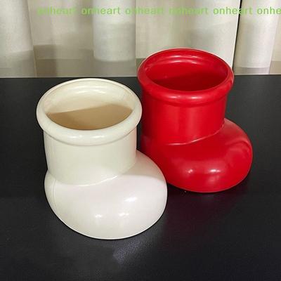[C]Red Boots Christmas Decor Pen Holder Multi-Functional Desk Organizer Makeup Brush Holder Desktop Office Art Supplies Storage