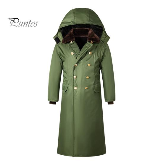 

Мужская куртка с капюшоном, длинный рукав, двубортное зимнее пальто, утолщенная съемная бархатная подкладка, ветрозащитная, водонепроницаемая, средней длины куртка S зелёный