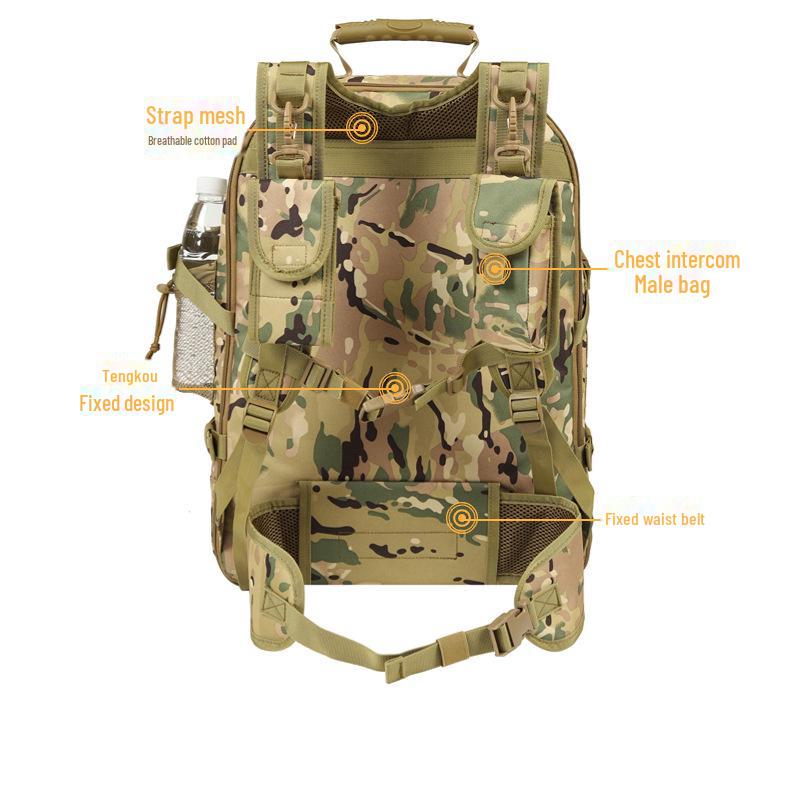 Herrarnas 60L Utbyggbara Taktiska Bergsklättringsryggsäck - Andningsbar & Stor Kapacitet