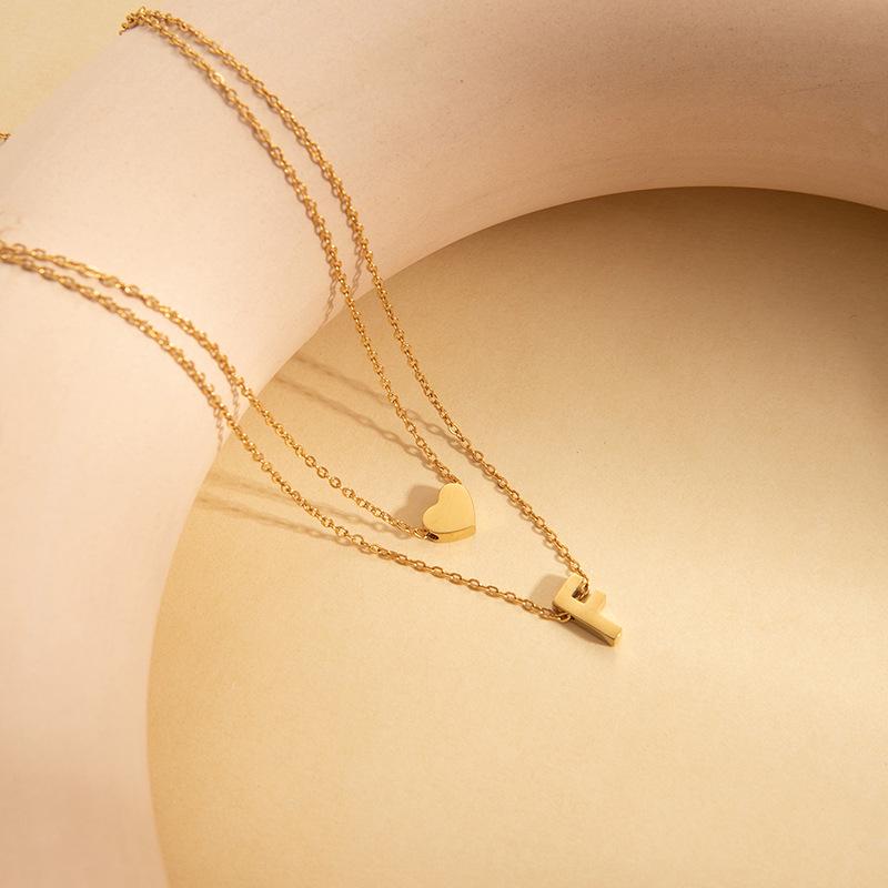 European & American Titanium Steel Letter Necklace for Women - High-End Luxury Clavicle Chain, Colorfast Stainless Steel Jewelry