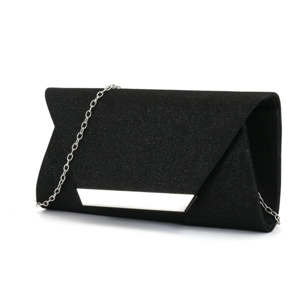

Glitter Clutch Shiny Evening Bags For Women Formal Bridal Wedding Clutch Purse Prom Cocktail Party silver Envelope Chain Bag чёрный