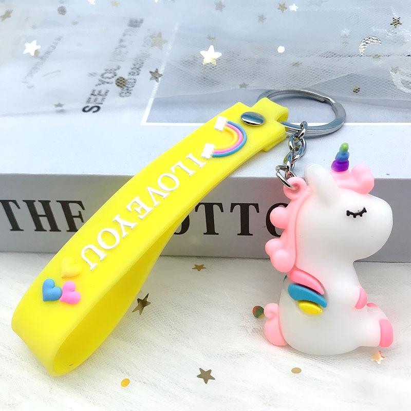 Cartoon Cute Unicorn Rainbow Rope Keychain Girl Ins Couple Car Bag Pendant Creative Pendant