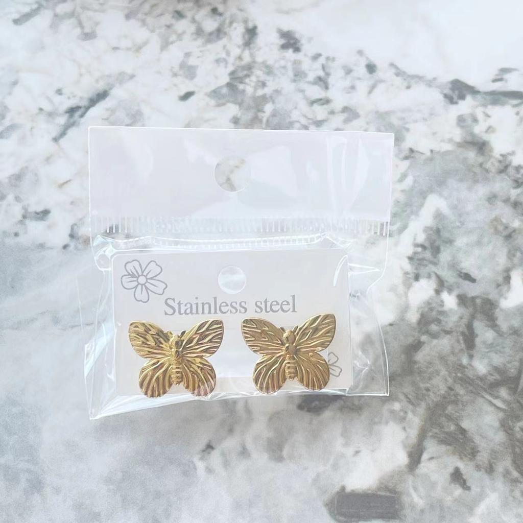 18K Gold Plated Stainless Steel Butterfly Bow Stud Earrings - Hypoallergenic Durable Elegant Jewelry for Parties & Daily Wear