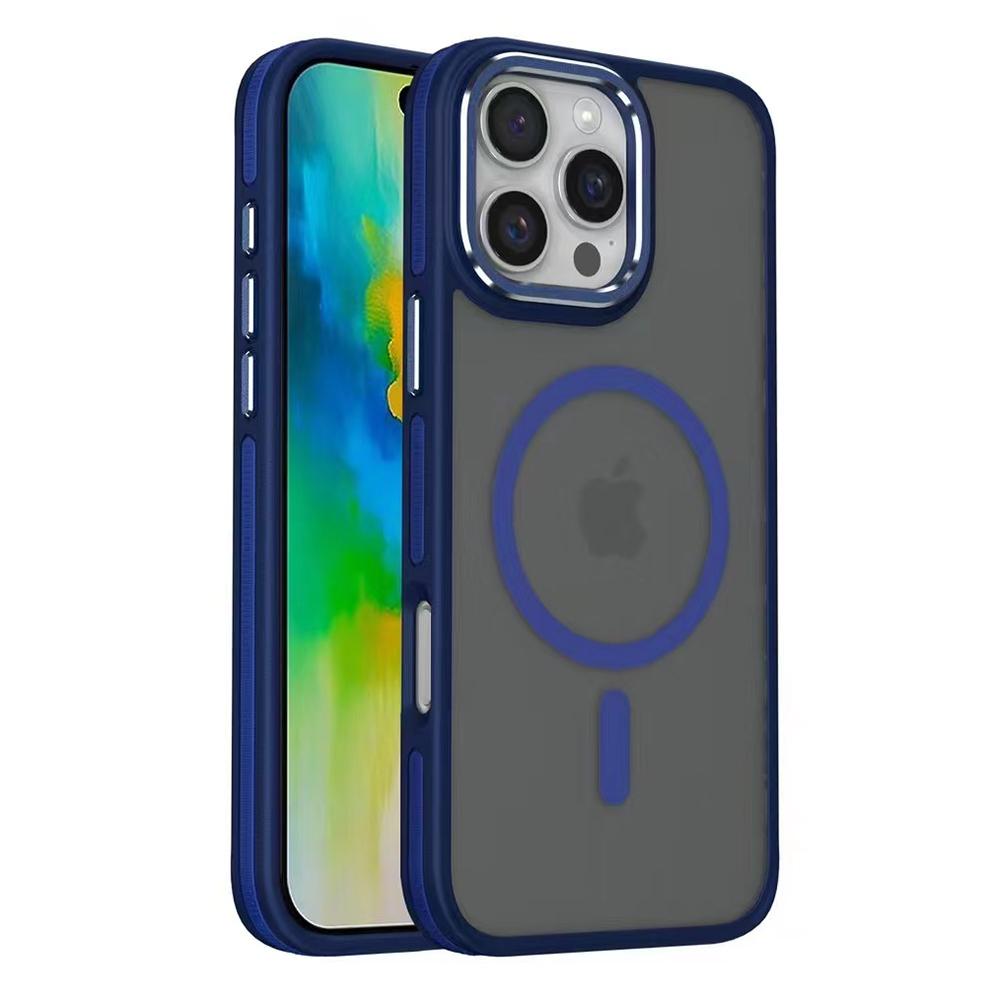 For iPhone 16 Pro Max Magnetic Case Colored Edge PC+TPU Phone Cover