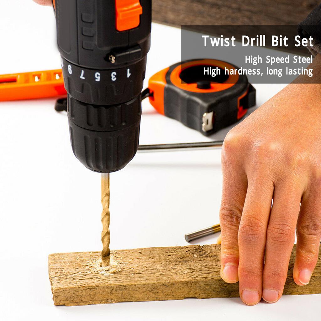 30 Pcs Set Twist Drill Bit 1/4in Shank 1/16 To 1/2in High Speed Steel Twist Drill Bits with Extension Rod Storage Case