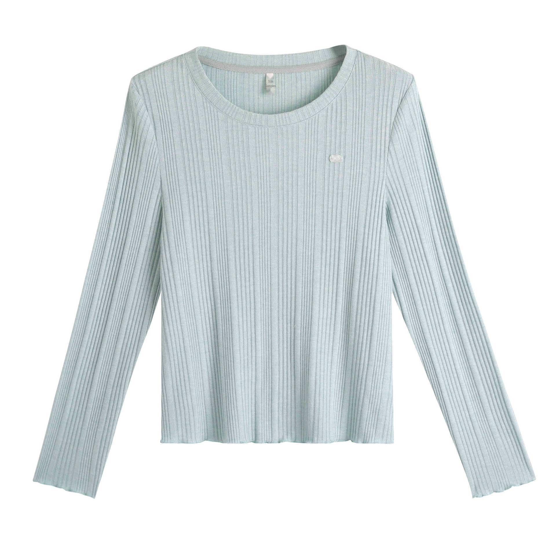 

Корейский топ из тонкого трикотажа с блестками и деревянной отделкой ушек — большой размер, облегающий крой, весенний стиль (63696) 5XL (for 100-110 kg) мерцание/синий