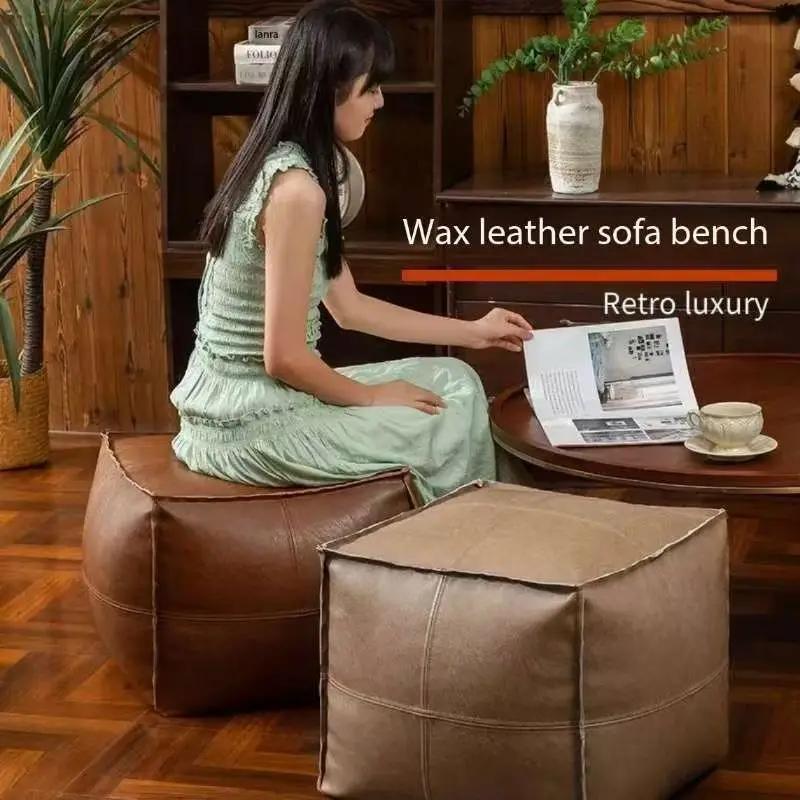 Light Luxury Leather Mat Tatami Floor Storage Seat Cushion Living Room Household PU Leather Seat Cushion Old Clothes Storage Bag