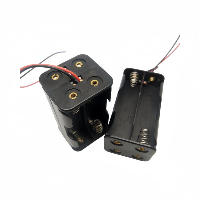 4-Position AA Battery Holder with Leads, Compatible with 1, 2, or 3 Cells.