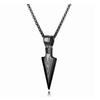 Men Arrowhead Necklace Stainless Steel Vintage Fashionable Polished Finish Unique Pendant Necklace Black