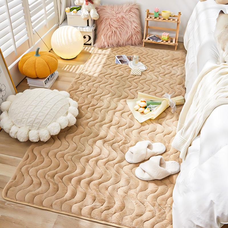 Thick Imitation Rabbit Hair Rug Living Room Coffee Table Rug Long Velvet Non-slip Bedroom Wall-to-wall Rug Bedside Tatami Floor Mat