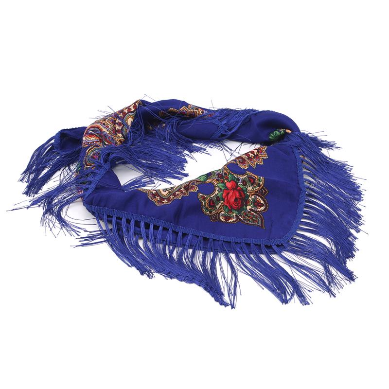 90*90cm Enthic Style Russian Women's Square Scarf Shawl Retro National Fringed Print Scarves Winter Ladies Head Wraps