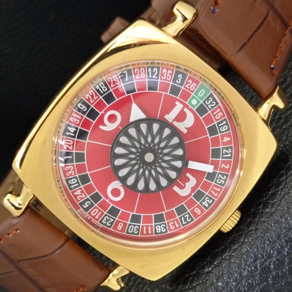 

ART DECO VINTAGE HAND-WINDING SWISS MENS REFURBISHED RED DIAL WATCH a701107-5 R205b-a701107