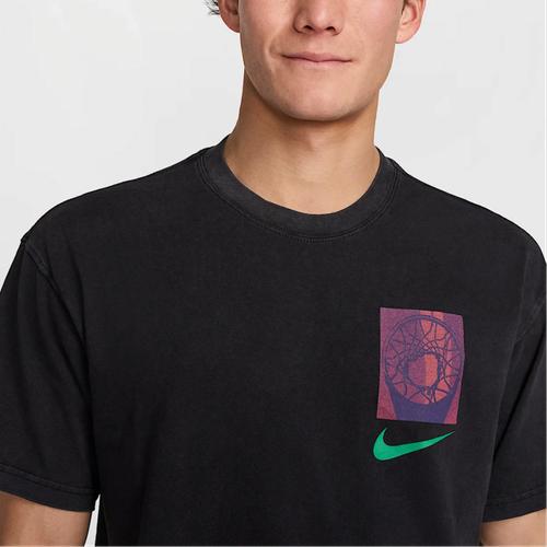Nike Men's Black Crew Neck Comfortable Casual Printed Short-Sleeve T-Shirt