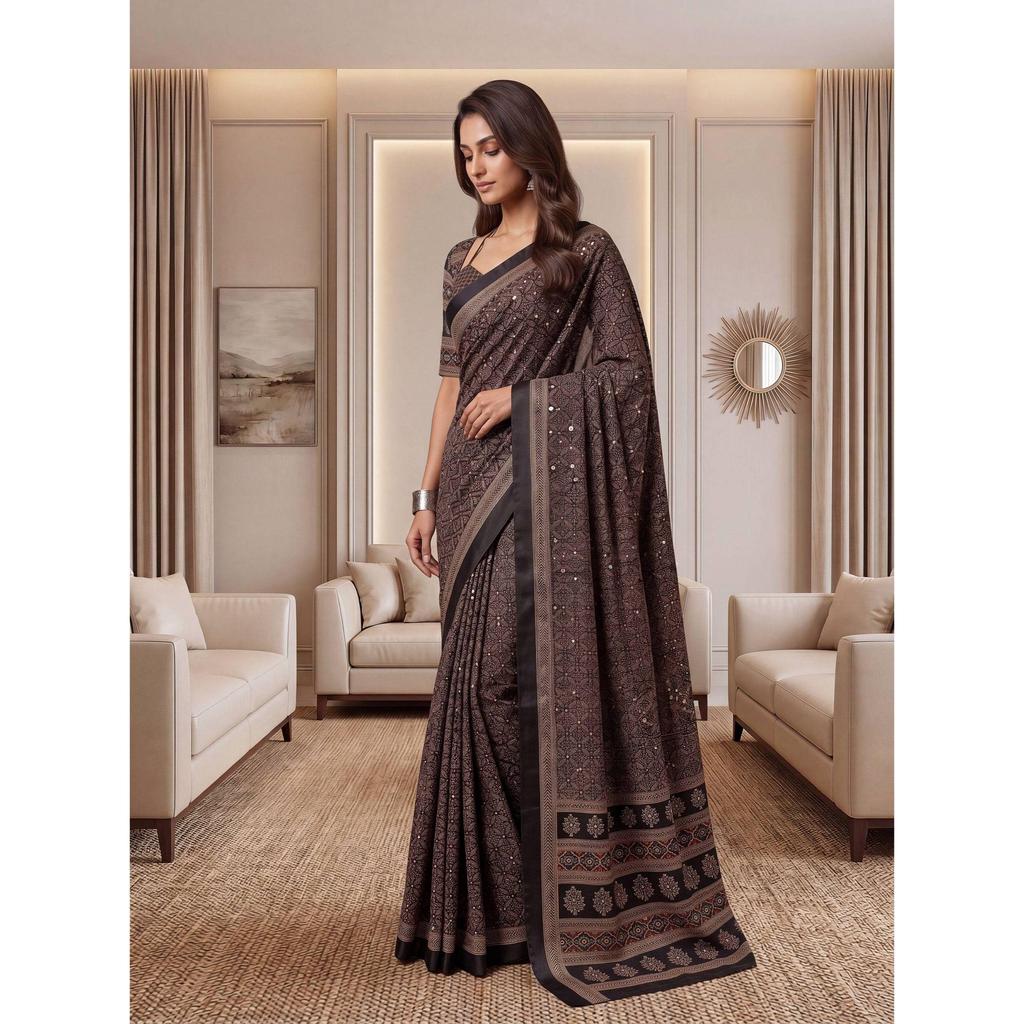 New Launch Ajrak Print Designer Saree Collection