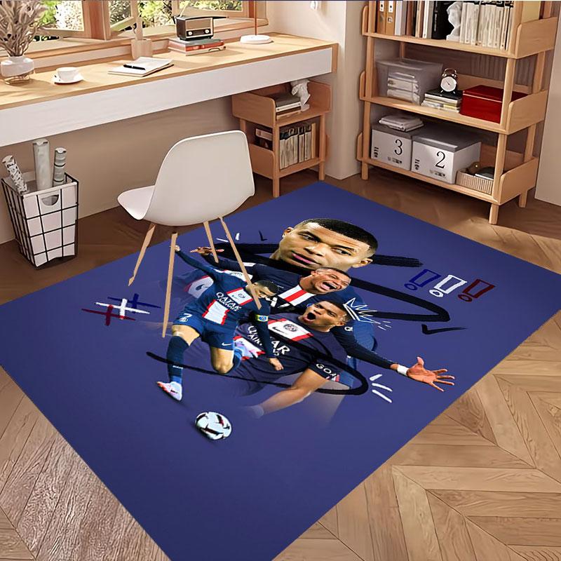 Kylian Mbappe Print Rug, Washable Floor Carpet, For Entryway Dorm Laundry Room Office Study, Home Decor Birthday Christmas Gift