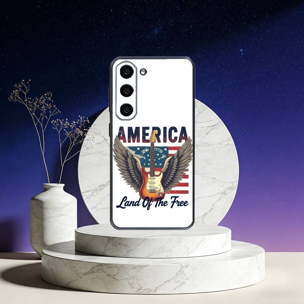 American Flag Phone Case Phone Case For Samsung Galaxy A73,A72,A71,A70,A53,A52,A51,Others Soft Black Cover