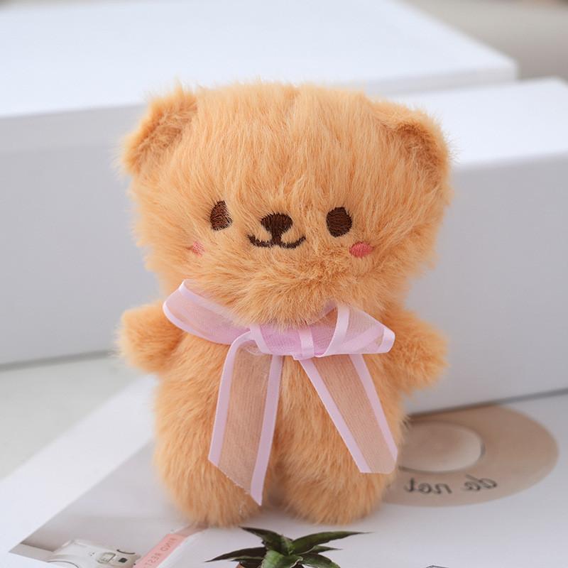 Cute Cartoon Plush Bear And Bunny Keychain Fluffy Doll Pendant For Bags And Keys