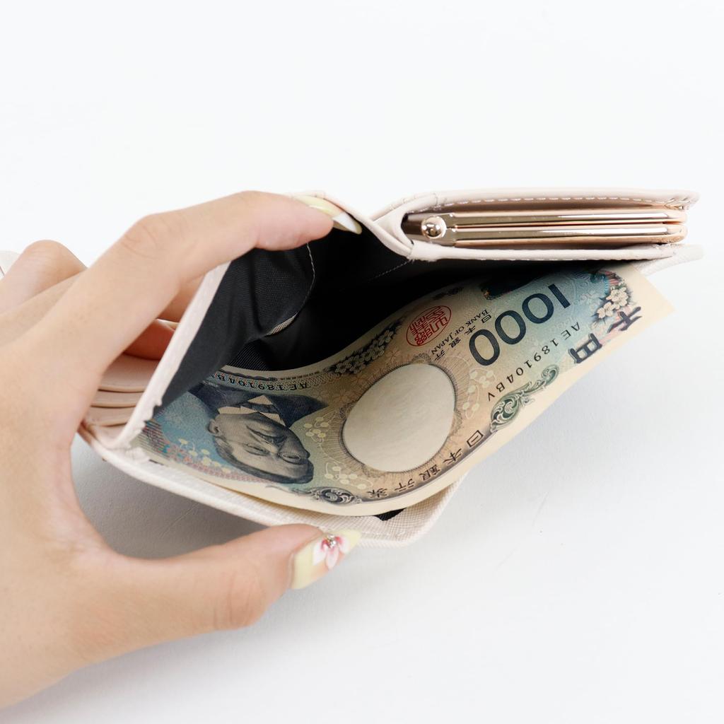 Hiroko Koshino Femme Bifold Wallet with Clasp Large Popular Brand Women's Closure, Two-Tone Design, Capacity, (Black)