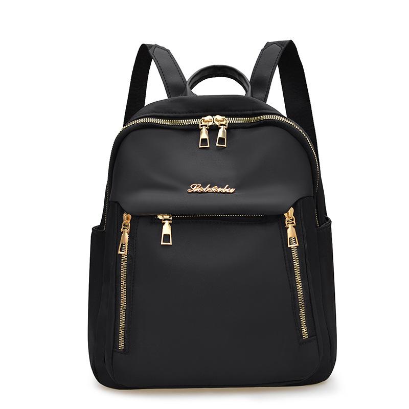 New simple embroidered thread backpack women's large-capacity multi-zipper commuter backpack Oxford cloth casual versatile shoulder bag