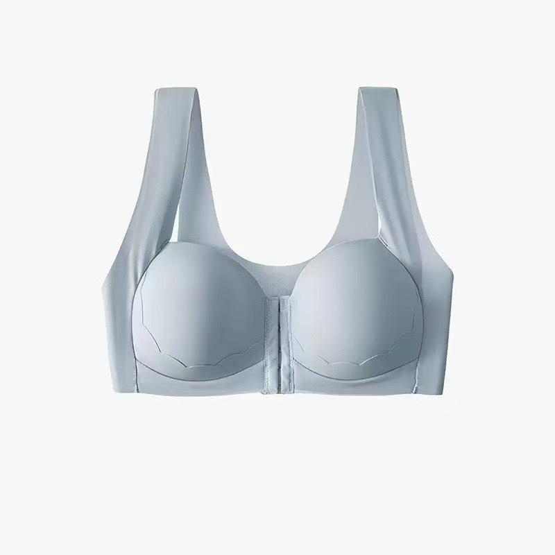 Large size TK sexy front buckle seamless large size underwear gathering top support no steel ring text bra