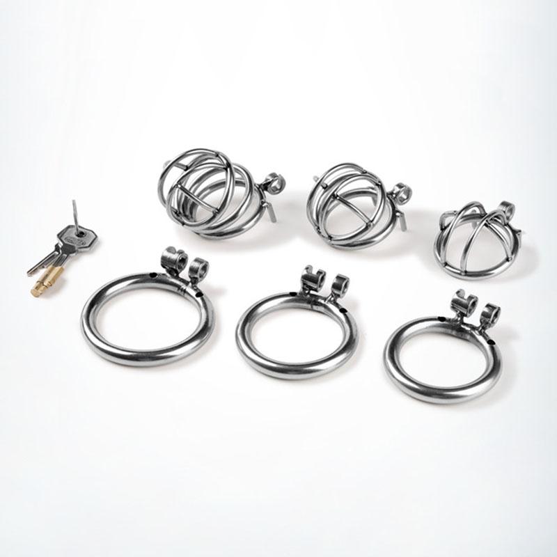 MoDi Blocare pentru penis mic pentru bărbați Cușcă pentru penis din oțel inoxidabil Dispozitiv de castitate Blocare pentru penis Bondage erotic Soț Loialitate Cușcă mare pentru penis din metal