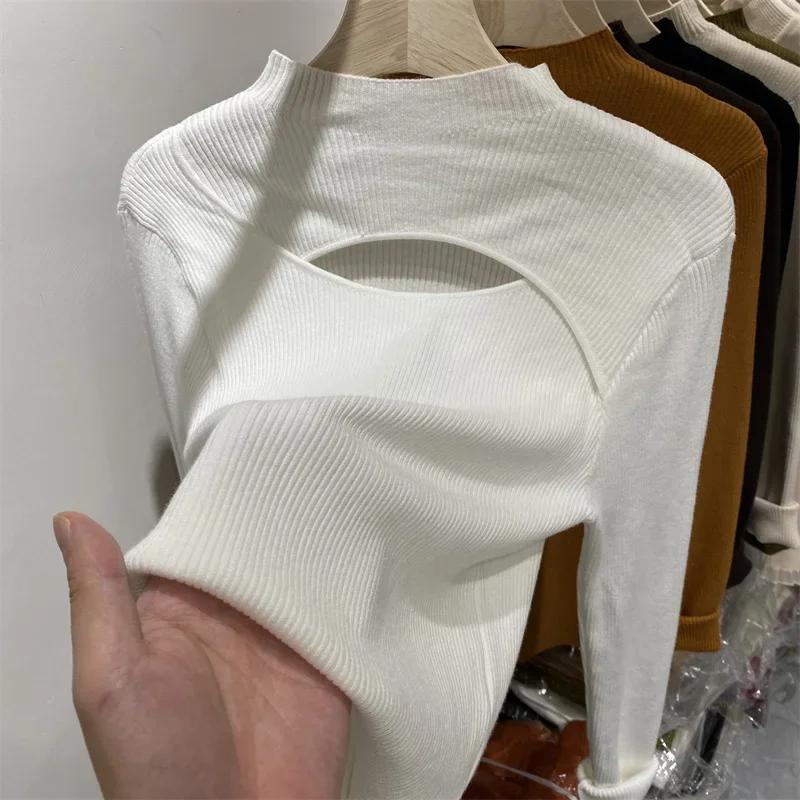 Autumn Winter Skinny Sweater Knit Pullover Tops Women Knitted Shirts Fashion Female Long Sleeve Casual Elastic Slim Sweater