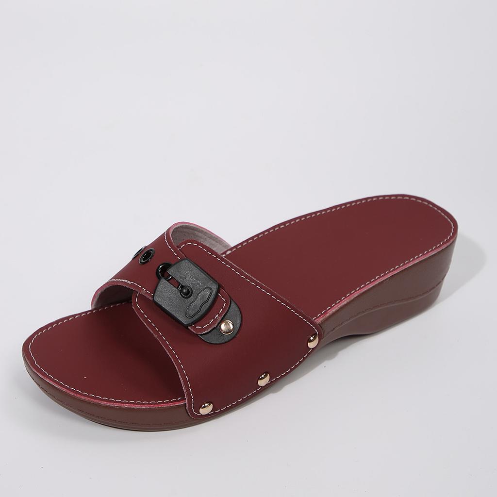 Women Platform Slippers 2025 Summer New Women Slip On Adjustable Belt Buckle Rivet Wedge Heel Sandals Female Casual Beach Shoes