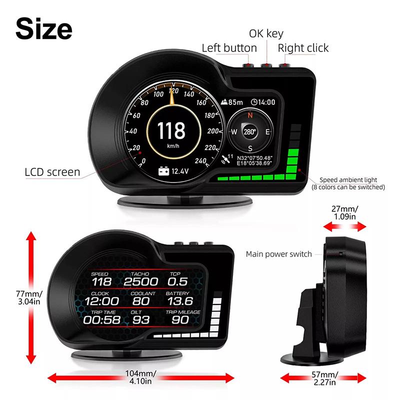 Obd Gps Dual System Rpm Gauge Speedometer Milometer F15 Car Head Up Display Hud 6 Alarm Functions Accelerated Test