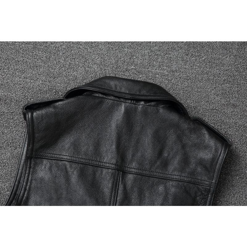 Chinesische Größe Echtes Kuh Leder Weste Gürtel Motorrad Weste Für Männer Biker Weste Slim Fit Rindsleder Leder Jacken Ärmellose Frühling Herbst