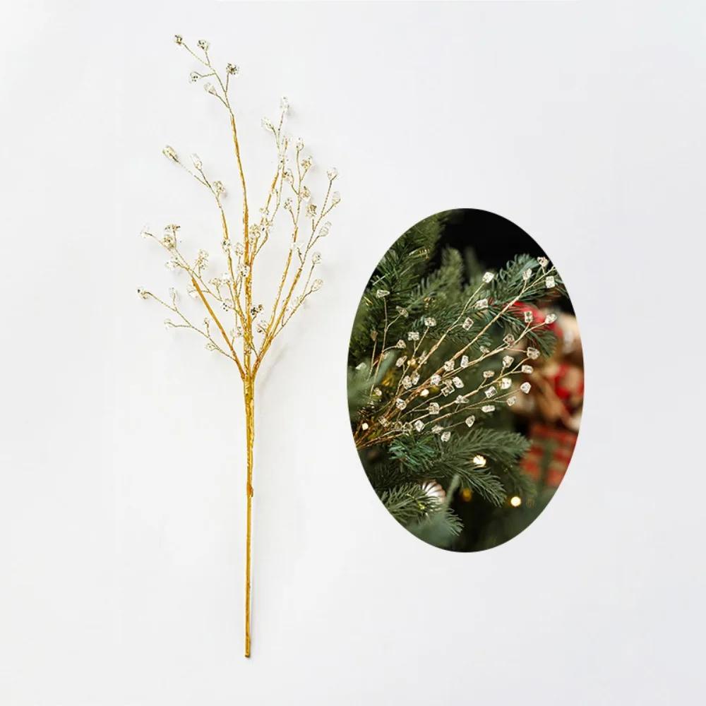 Christmas Decorations Artificial Xmas Branches Berry Picks Ornament Garland Wreath Simple for Party Crystal Stems Acrylic
