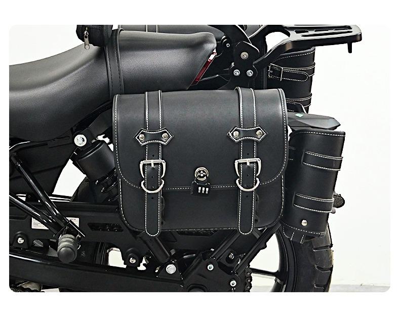 Qidian KD150C Retro Side Bag Canvas with Protective Bar, Backrest, and Footrest Modification