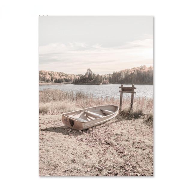 Beach Lake Scenery Canvas Painting Wall Art Pictures Posters Sunrise Sunset Reed Prints for Modern Home Interior Room Decor