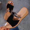 2025 New Foreign Trade Summer Women's Slope Heel Thick-soled Slippers Large Size Thick-soled Heightening Casual Slippers Women's Shoes