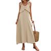 New casual seaside vacation ruffle leaf edge suspender solid color dress