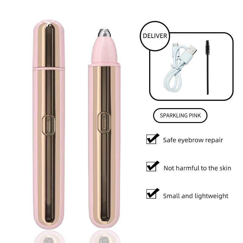

Электрический триммер для бровей - Перезаряжаемая автоматическая бритва, Водонепроницаемый безболезненный инструмент для удаления волос на лице для женщин розовый