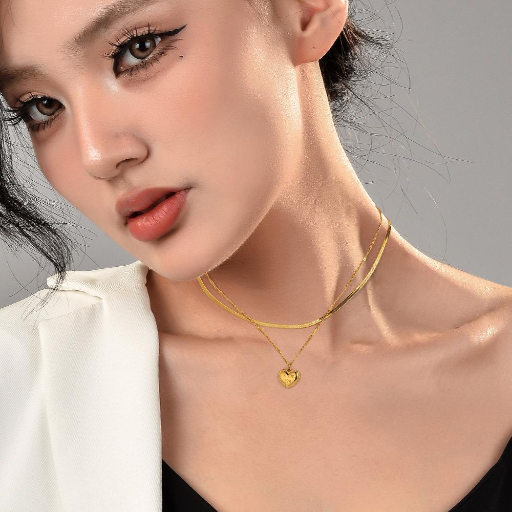 Beautiful Heart Shaped Titanium Steel Necklace For Trendy Women With Adjustable Options Length