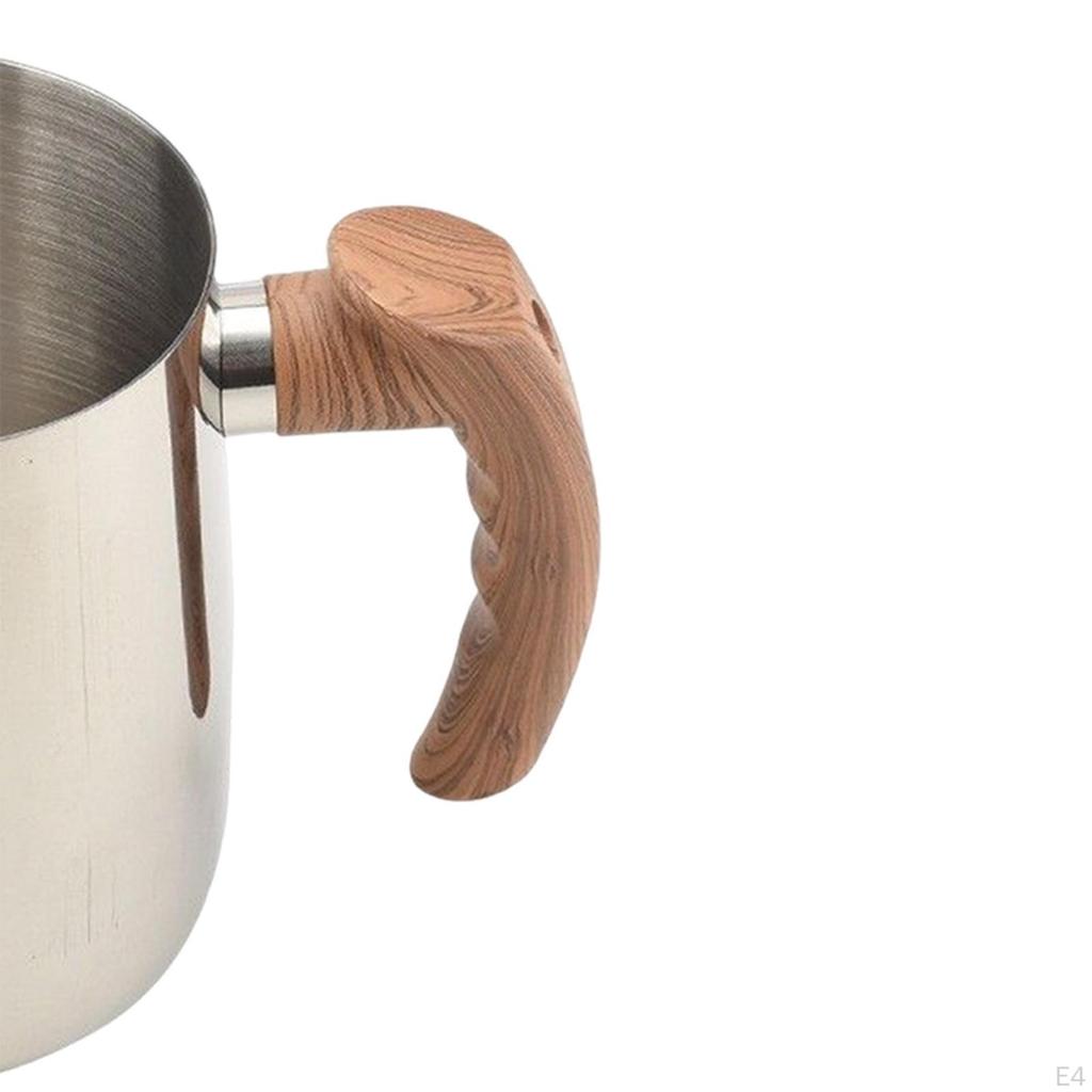Milk Frothing Mug with Wooden Handle for Coffee Lovers