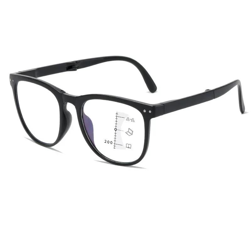 

Защита глаз от синего света, мультифокальные очки для дальнего зрения, круглые портативные очки для чтения, мужские и женские, сверхлегкие очки +2.5 чёрный