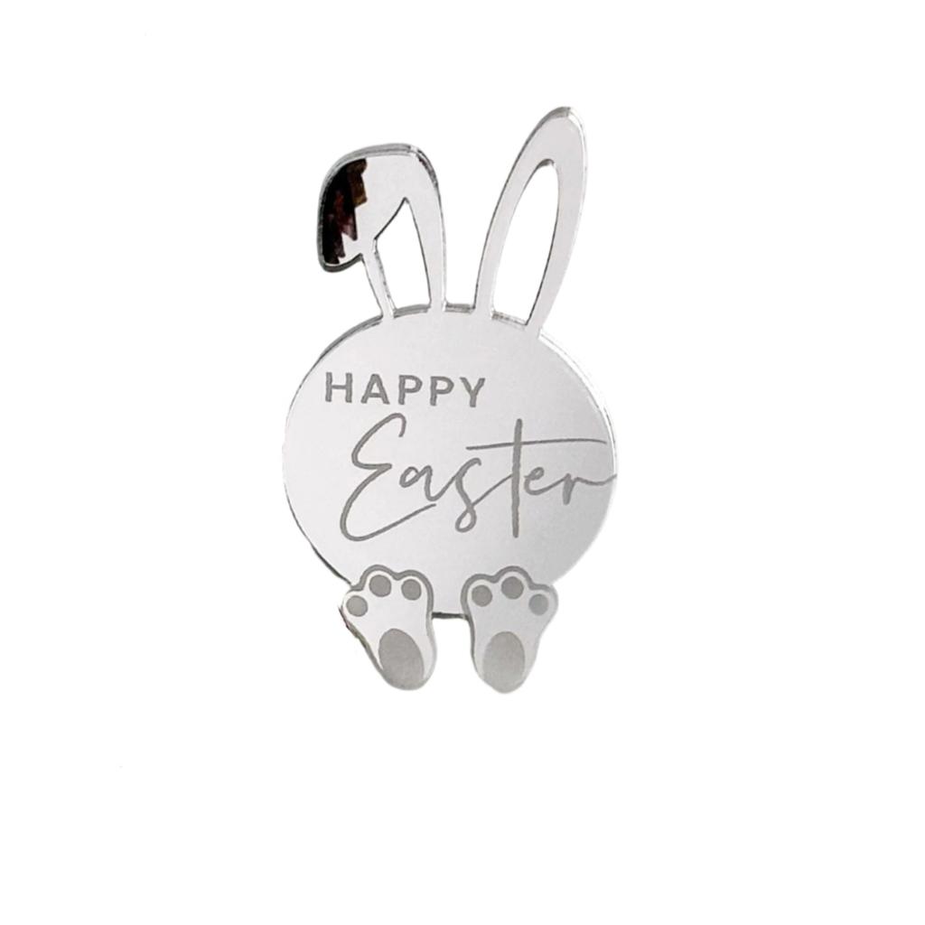 Happy Easter Bunny Mirror Cake Ornament Cupcake Decoration Gift Label