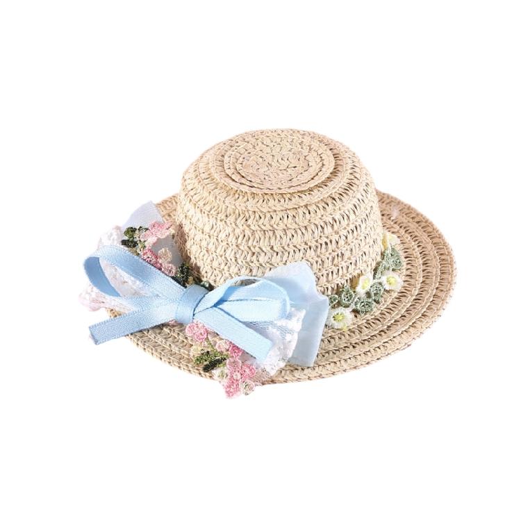 Puppy Straw Hat Outdoor Sunbonnet Costume Flower Hat Outdoor Lace Belt
