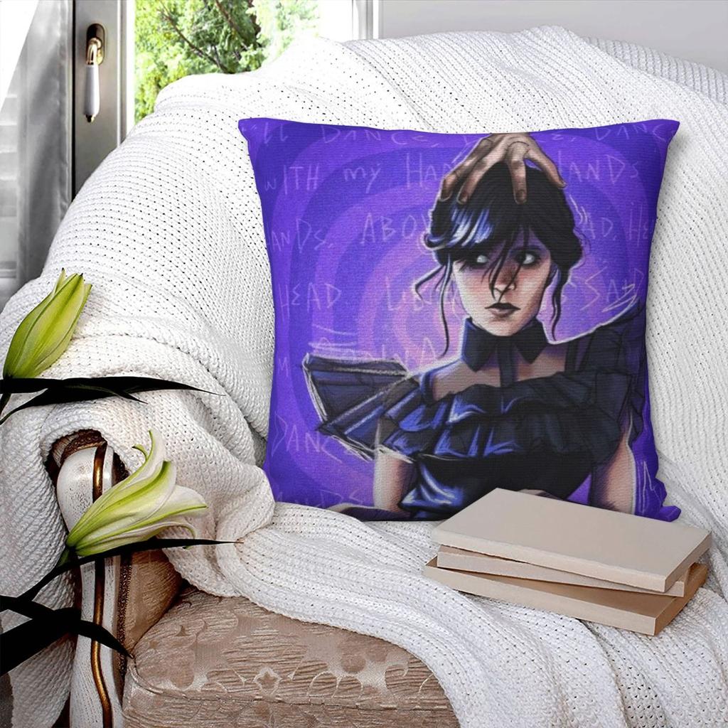 Wednesday Addams Halloween Gothic Pillowcase Soft Fabric Cushion Cover Decor Throw Pillow Case Cover Home Square 40X40cm