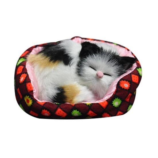 3D Simulation Sleeping Cat Nesting Cage Plush Doll Home Decoration Kids Gift
