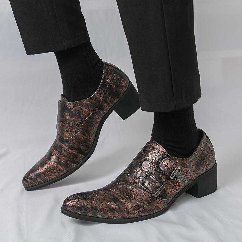 Britain Monk Double Strap Loafers Men's Pointed Skeleton Patent Leather Shoes Designer Formal Wedding Dress Homecoming Footwear