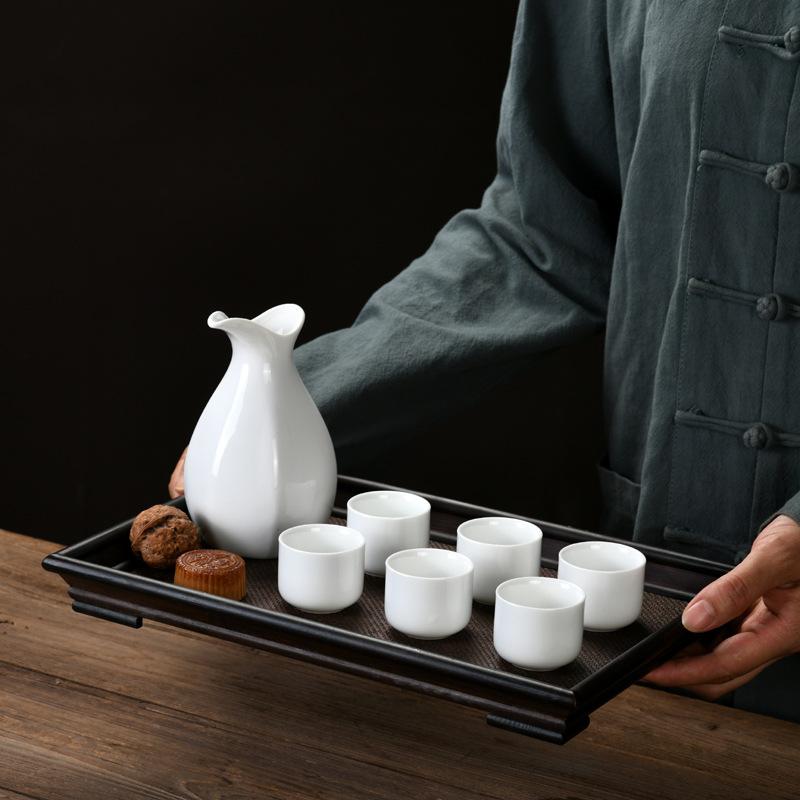 Baijiu cup ceramic wine set wine jug Baijiu wine dispenser wine cup high white porcelain wine set gift LOGO printing