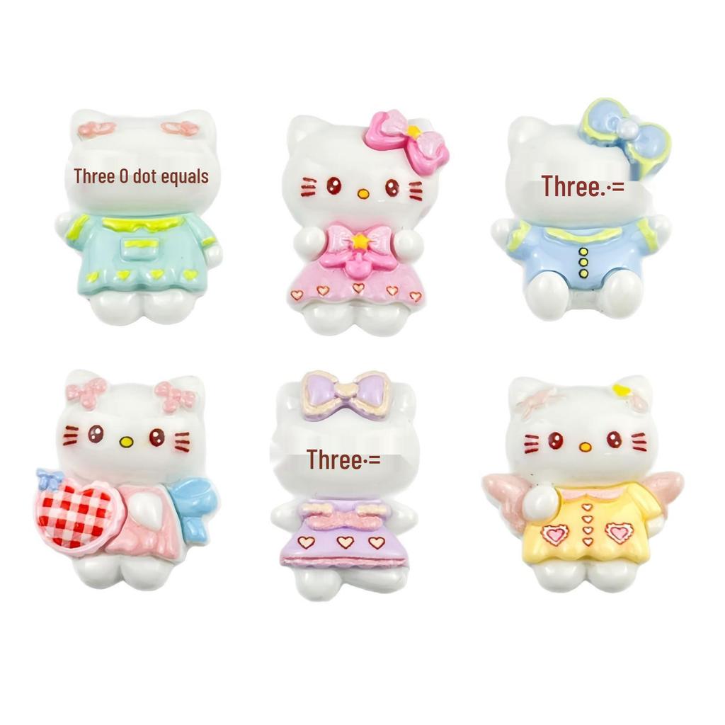 Cartoon KT Cat Resin Accessories: DIY Fridge Magnet, Keychain, Hair Clip Decorative Materials