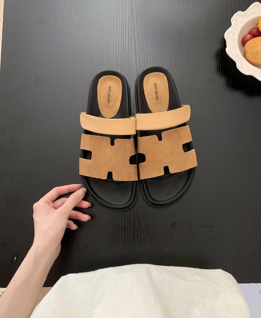 Känslan av att trampa i skit tjock sula kardborreband läder andra farfar tofflor dam sommar slapp stil inte trötta fötter vardagliga strand sandaler
