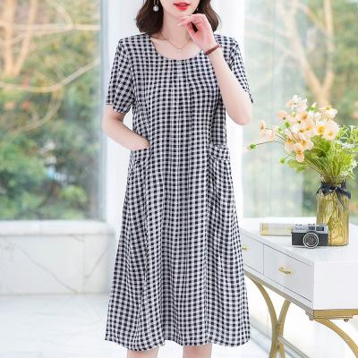 The New High-end Summer Good Cotton and Silk Dress Is Fattened and Enlarged, and Women's Clothing Is Suitable for Fat People's Skirts Dresses.