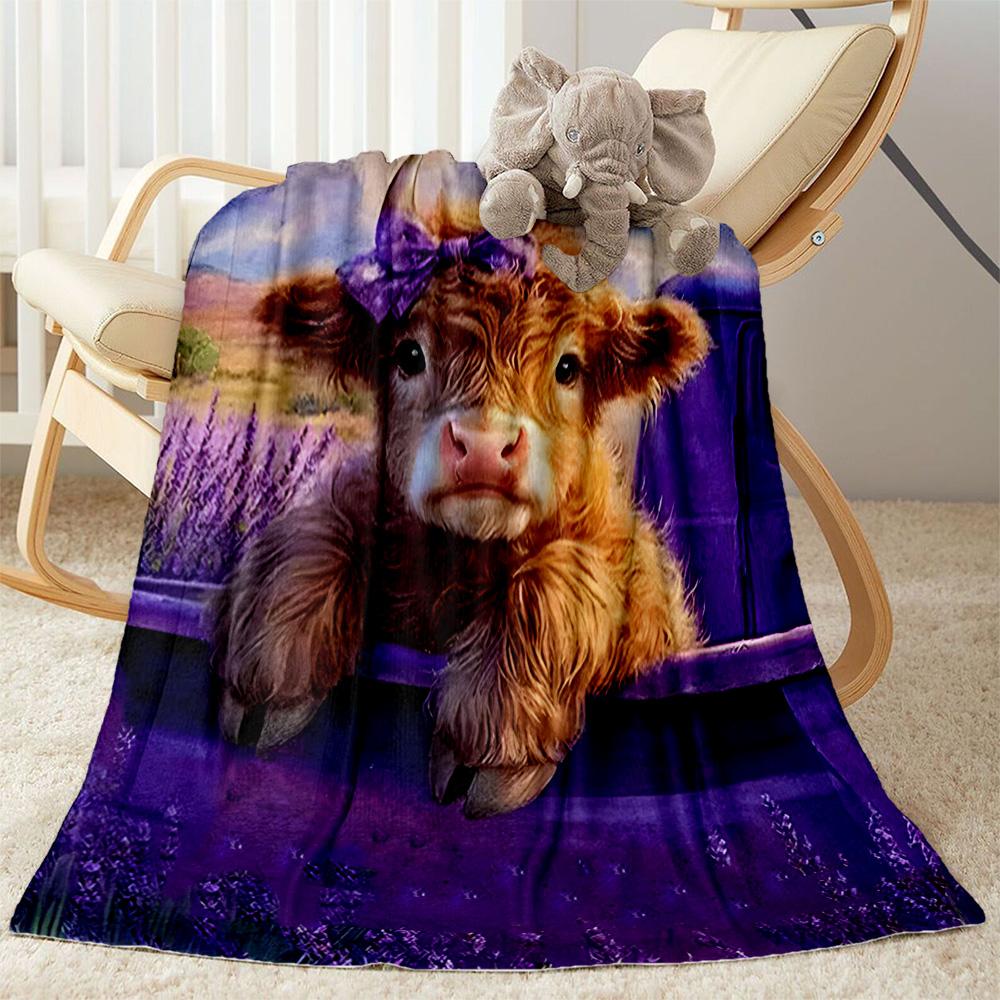 Highland Cow Selfie Flannel Blanket,Lightweight,Office Blanket,Sofa Blanket,Comfortable Blanket